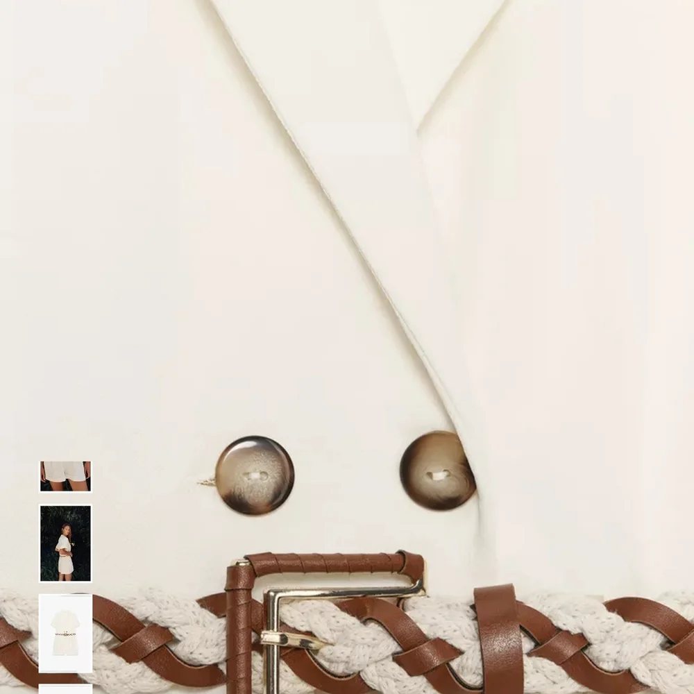 Zara Cream Romper with Braided Brown Belt - Picture 6 of 8